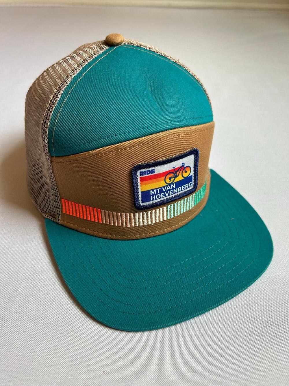 Mt Van Hoevenberg Trucker Hat Teal & Tan OS Adjustable